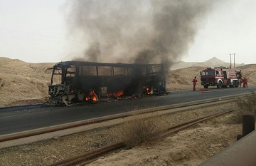 نجات مسافران از آتش سوزی اتوبوس تبریز - ترکیه